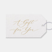 Elegant Gold Script “A Gift for You” Christmas ギフトタグ (正面(横))