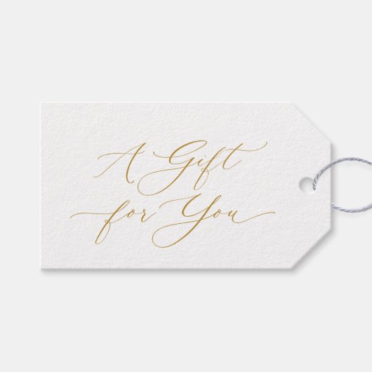 Elegant Gold Script “A Gift for You” Christmas ギフトタグ (正面(横))