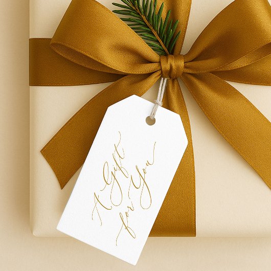 Elegant Gold Script “A Gift for You” Christmas ギフトタグ