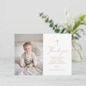 Elegant Gold Script Baptism Flat Thank You Card サンキューカード (スタンド正面)