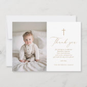Elegant Gold Script Baptism Flat Thank You Card サンキューカード (正面)