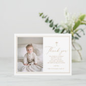 Elegant Gold Script Baptism Flat Thank You Card サンキューカード (スタンド正面)