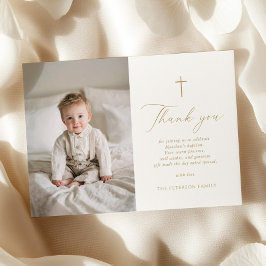 Elegant Gold Script Baptism Flat Thank You Card サンキューカード