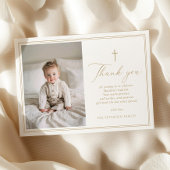 Elegant Gold Script Baptism Flat Thank You Card サンキューカード