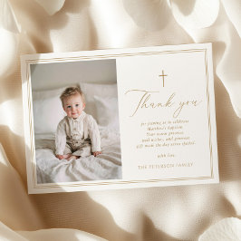 Elegant Gold Script Baptism Flat Thank You Card サンキューカード