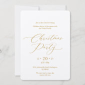 Elegant Gold Script Christmas Party Invitation 招待状 (正面)