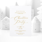 Elegant Gold Script Christmas Party Invitation 招待状