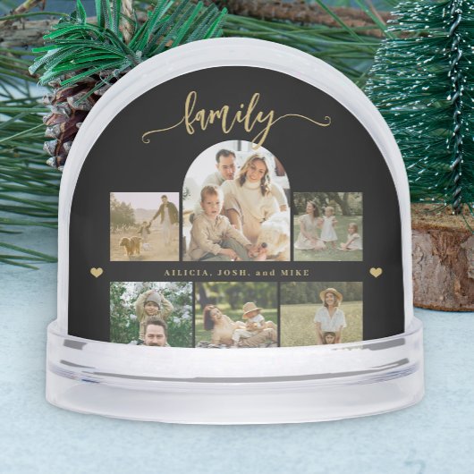 Elegant gold script custom family photo collage 