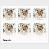 Elegant Gold Script Family Photo Merry Christmas スクエアシール (シート)