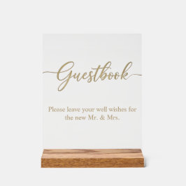 Elegant Gold Script Guestbook Acrylic Wedding Sign アクリルサイン