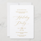 Elegant Gold Script Holiday Party Invitation 招待状 (正面)