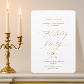 Elegant Gold Script Holiday Party Invitation 招待状