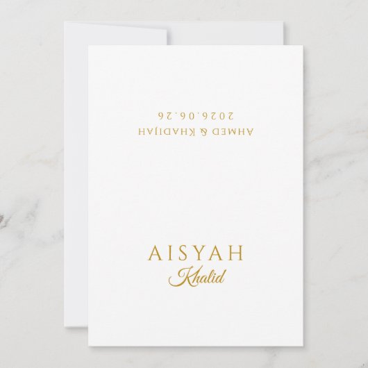 Elegant Gold Script Islamic Wedding Place Card (正面)