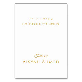 Elegant Gold Script Islamic Wedding Place Card テーブルナンバー