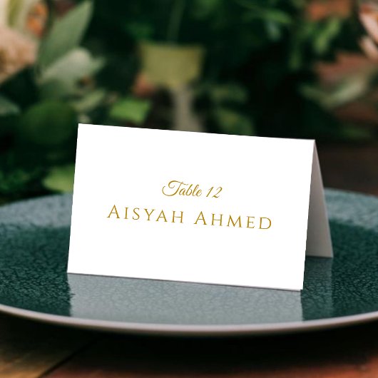 Elegant Gold Script Islamic Wedding Place Card テーブルナンバー