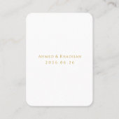 Elegant Gold Script Islamic Wedding Place Card プレイスカード (裏面)