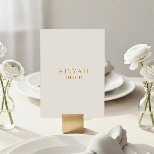 Elegant Gold Script Islamic Wedding Place Card プレイスカード