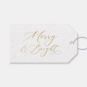 Elegant Gold Script “Merry & Bright” Christmas ギフトタグ (正面(横))