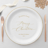 Elegant Gold Script “Merry Christmas” ペーパープレート
