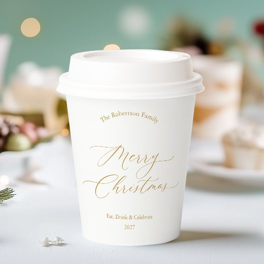 Elegant Gold Script “Merry Christmas” 紙コップ