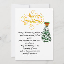 Elegant Gold Script Merry Christmas Card with Tree 招待状