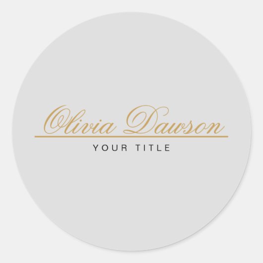 Elegant Gold Script Minimalist ラウンドシール (正面)