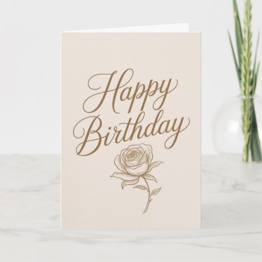 Elegant Gold Script Minimalist Birthday Card カード (正面)