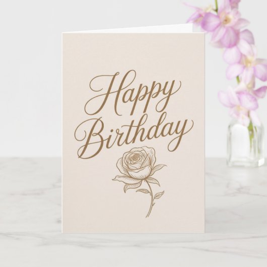 Elegant Gold Script Minimalist Birthday Card カード (蘭)