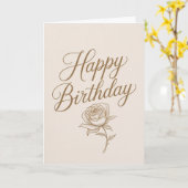 Elegant Gold Script Minimalist Birthday Card カード (黄色い花)