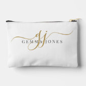 Elegant Gold Script Name Monogram アクセサリーポーチ (裏面)