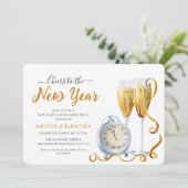 Elegant Gold Script New Year's Eve Countdown Party 招待状 (スタンド正面)