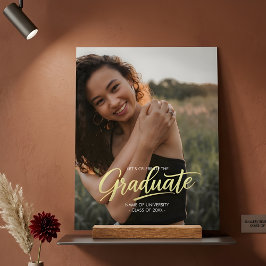 Elegant Gold Script Photo Graduation  アクリルサイン