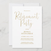 Elegant Gold Script Photo Retirement Party 招待状 (正面)