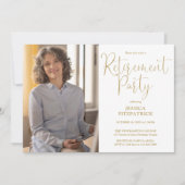 Elegant Gold Script Photo Retirement Party 招待状 (正面)