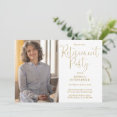 Elegant Gold Script Photo Retirement Party 招待状 (スタンド正面)