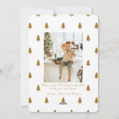 Elegant Gold Script Pine Tree Christmas Photo シーズンカード (裏面)
