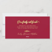 Elegant Gold Script Red 3 Photo Collage Christmas シーズンカード (裏面)