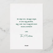 Elegant Gold Script Rich Green Frame Photo 箔シーズンカード (裏面)