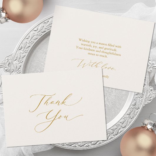 Elegant Gold Script Thank You Card シーズンカード