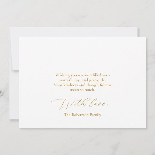 Elegant Gold Script Thank You Card シーズンカード (裏面)