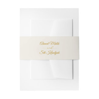 Elegant Gold Script Wedding Invitation Belly Band 招待状ベリーバンド