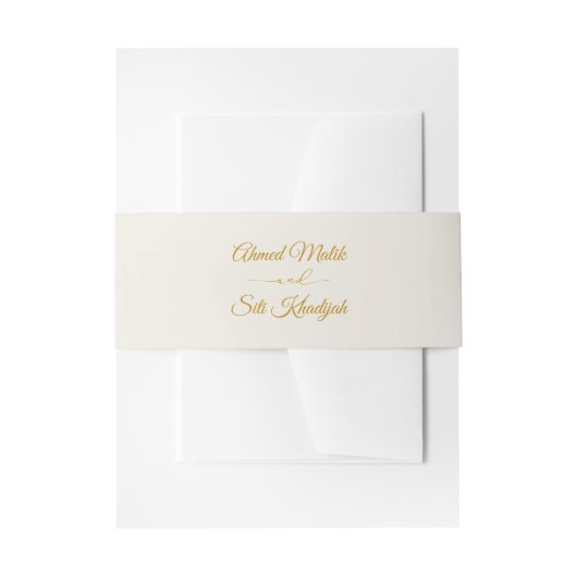 Elegant Gold Script Wedding Invitation Belly Band 招待状ベリーバンド (正面例)