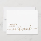 Elegant Gold Script Wedding Monogram Note Card ノートカード (正面)