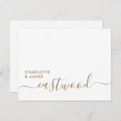 Elegant Gold Script Wedding Monogram Note Card ノートカード (正面/裏面)