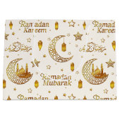 Elegant Gold Seamless Ramadan Greeting Arabic ラージペーパーバッグ (正面)