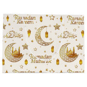 Elegant Gold Seamless Ramadan Greeting Arabic ラージペーパーバッグ (裏面)