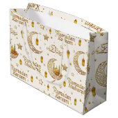Elegant Gold Seamless Ramadan Greeting Arabic ラージペーパーバッグ (裏面アングル)