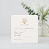 Elegant Gold Seashell Creamy Wedding RSVP (スタンド正面)