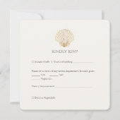 Elegant Gold Seashell Creamy Wedding RSVP (正面)