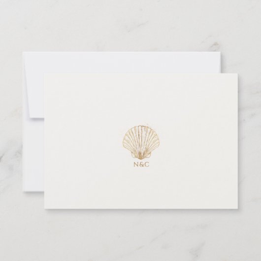 Elegant Gold Seashell Creamy Wedding RSVP (裏面)
